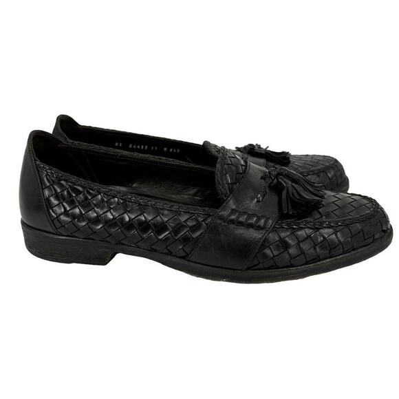 Bragano Kiltie Tassel Loafer Dress Shoe Men's Size 11 Woven Black Leather Italy
